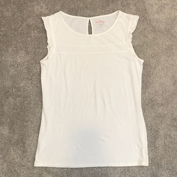 Lilly Pulitzer Tops - Lilly Pulitzer White Ruffle Tank